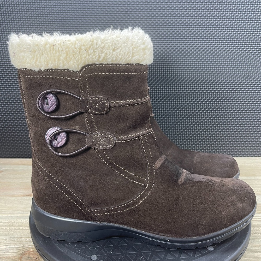Clarks Bendables Women's Sz 9M‎ Boots Brown Suede Faux Fur Ankle Booties